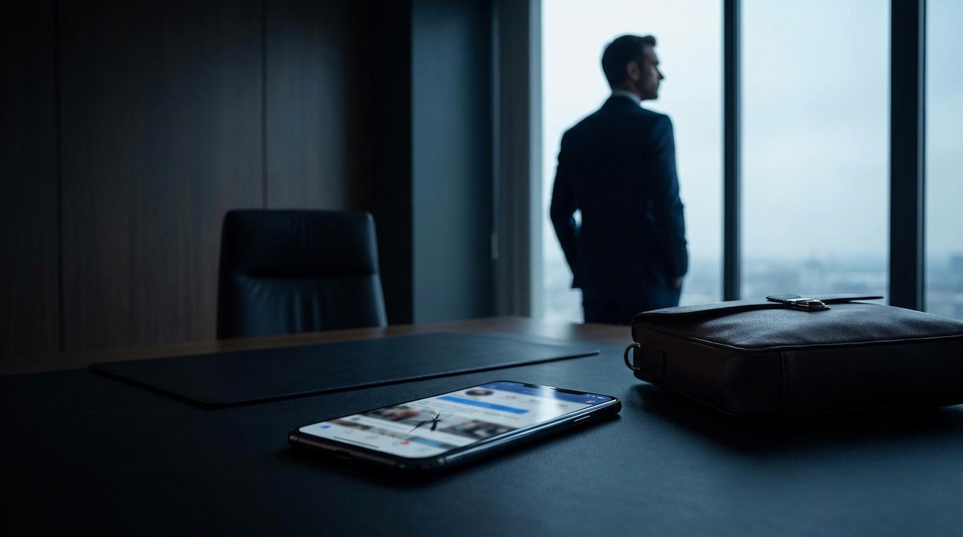 Person holding smartphone with Instagram app open showing concern about defamatory content