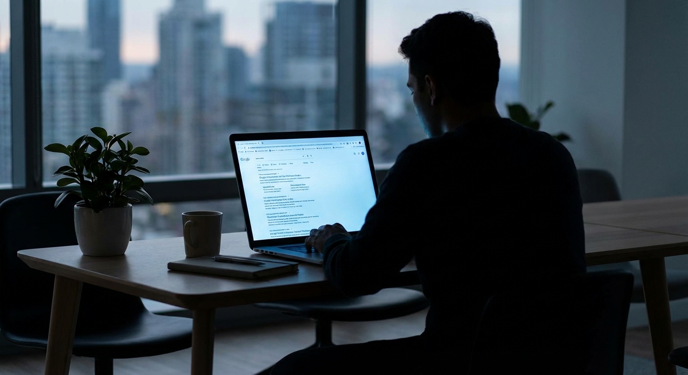 Google search results on laptop screen