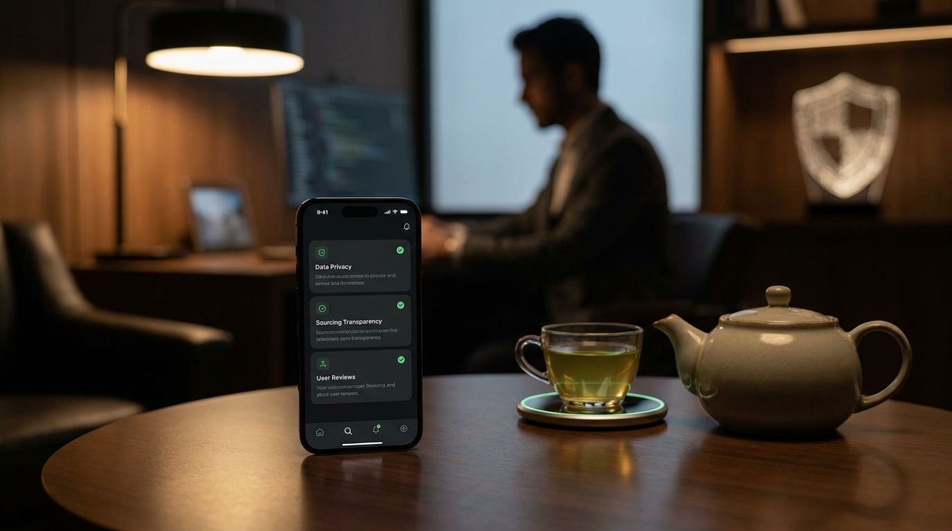 Tea App green flags on mobile screen