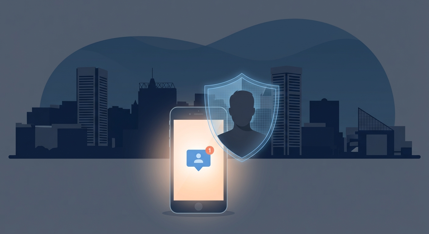 Baltimore skyline with privacy shield representing AWDTSG post removal services