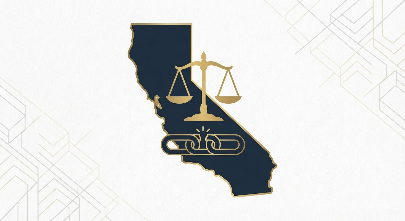 California state outline with scales of justice representing AWDTSG post removal services