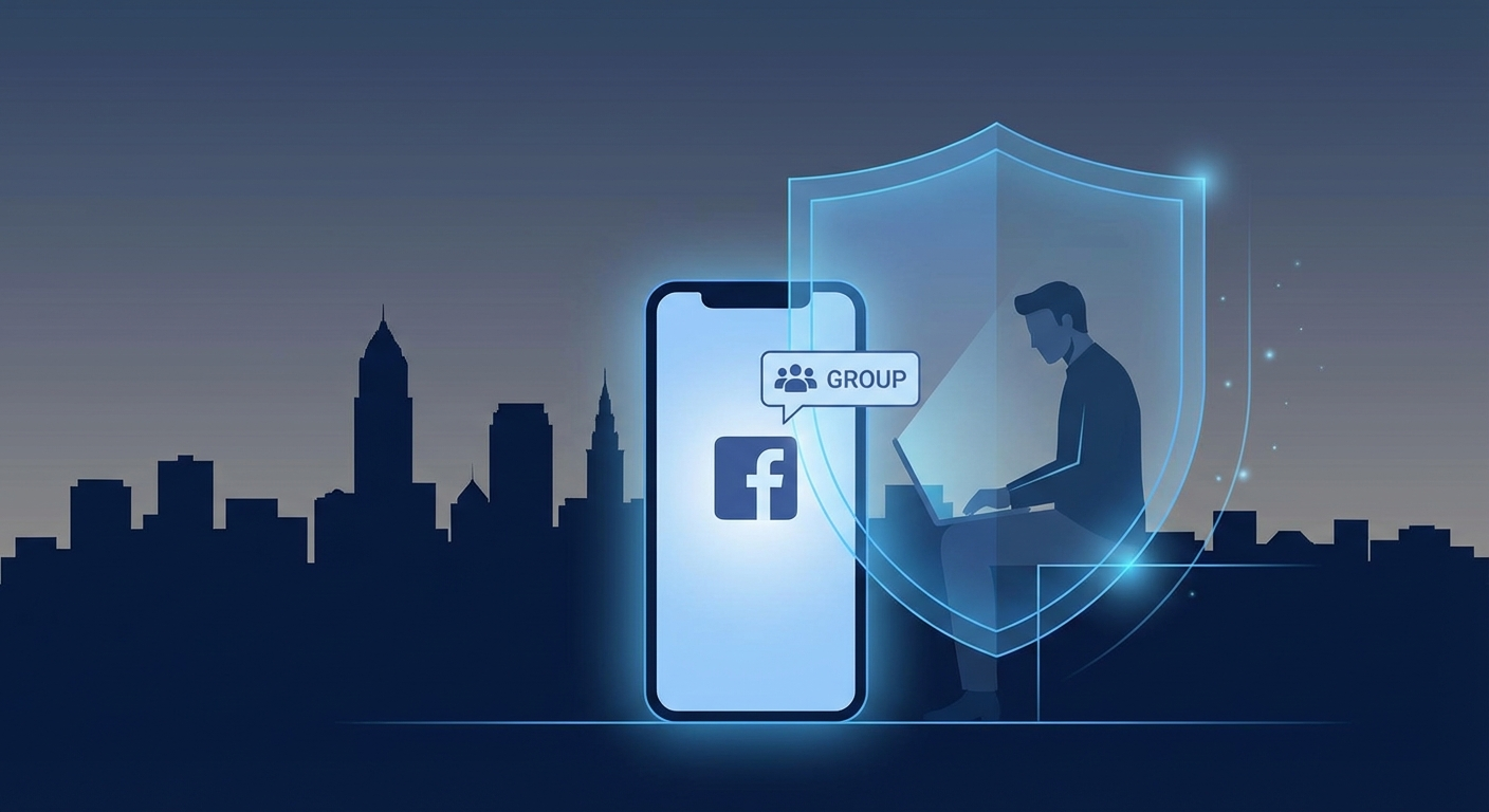 Cleveland skyline with privacy shield representing AWDTSG post removal services