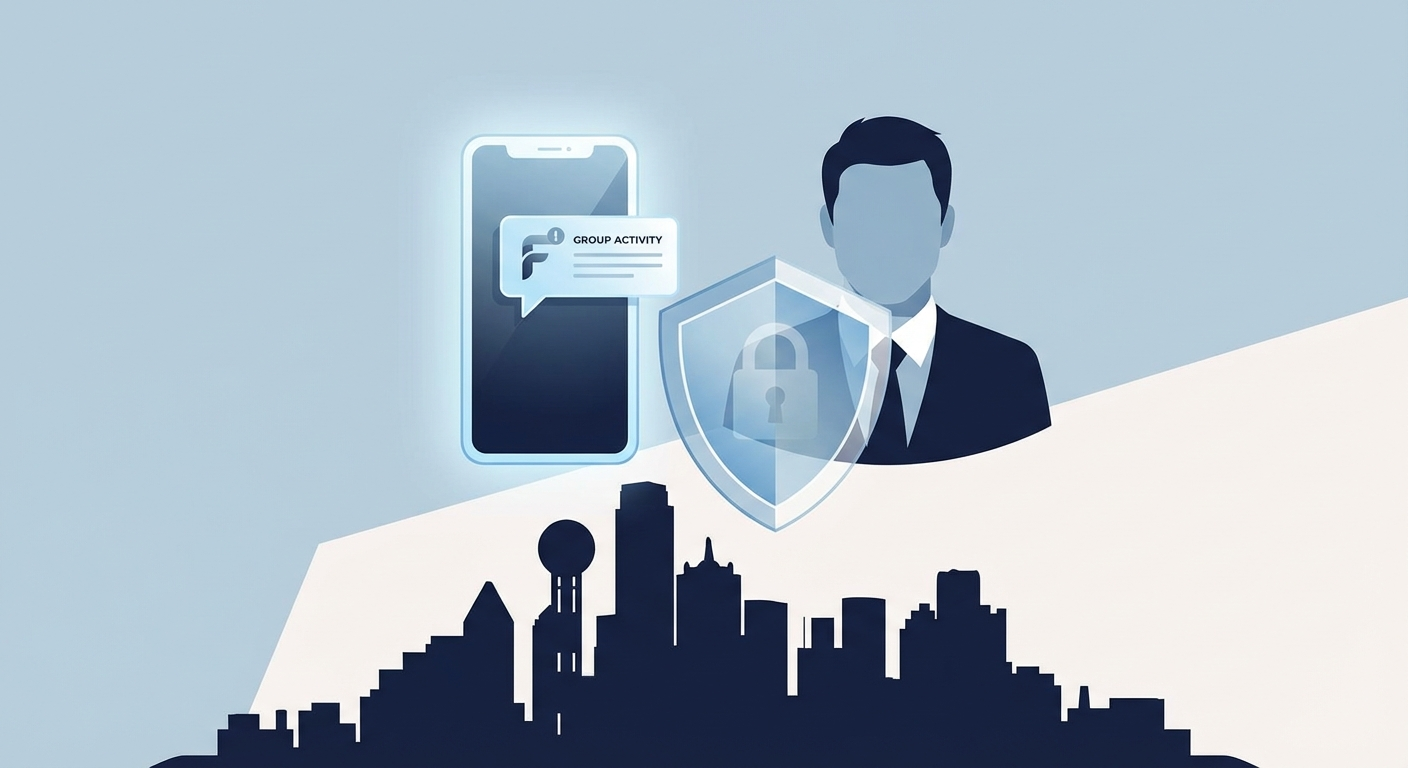 Dallas skyline with privacy shield representing AWDTSG post removal services