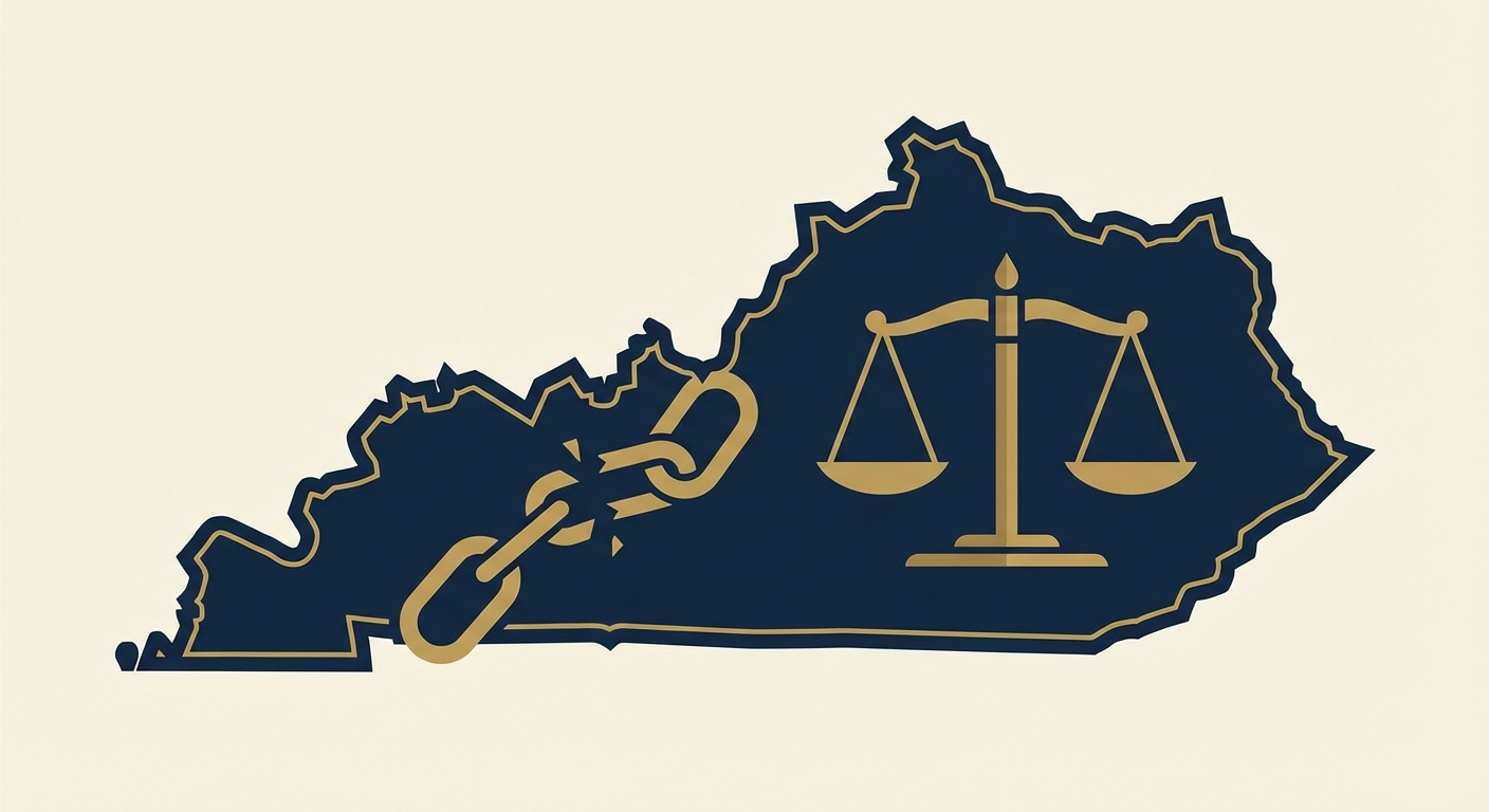 Kentucky state outline with scales of justice representing AWDTSG post removal services