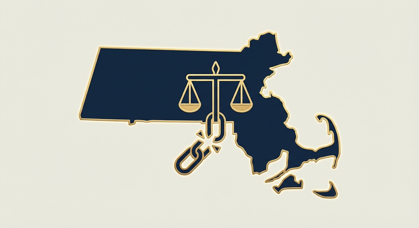 Massachusetts state outline with scales of justice representing AWDTSG post removal services