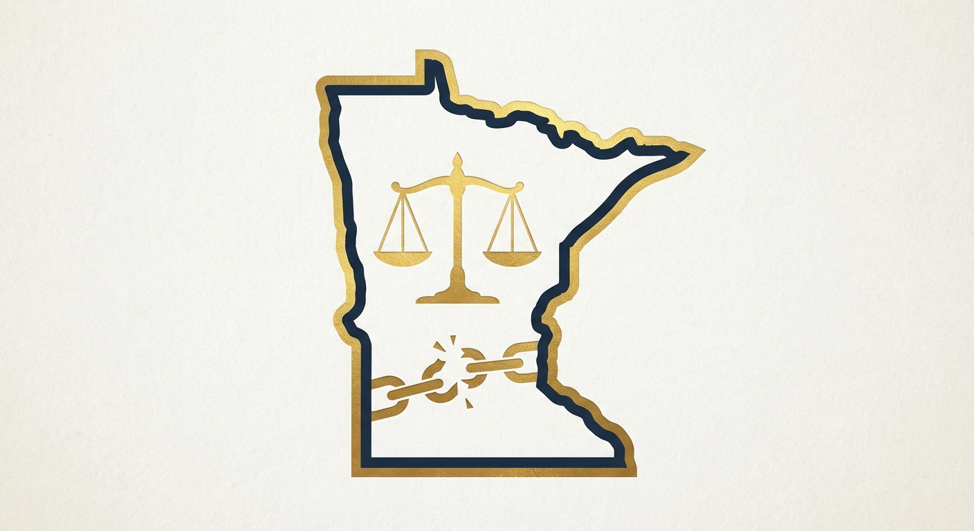 Minnesota state outline with scales of justice representing AWDTSG post removal services