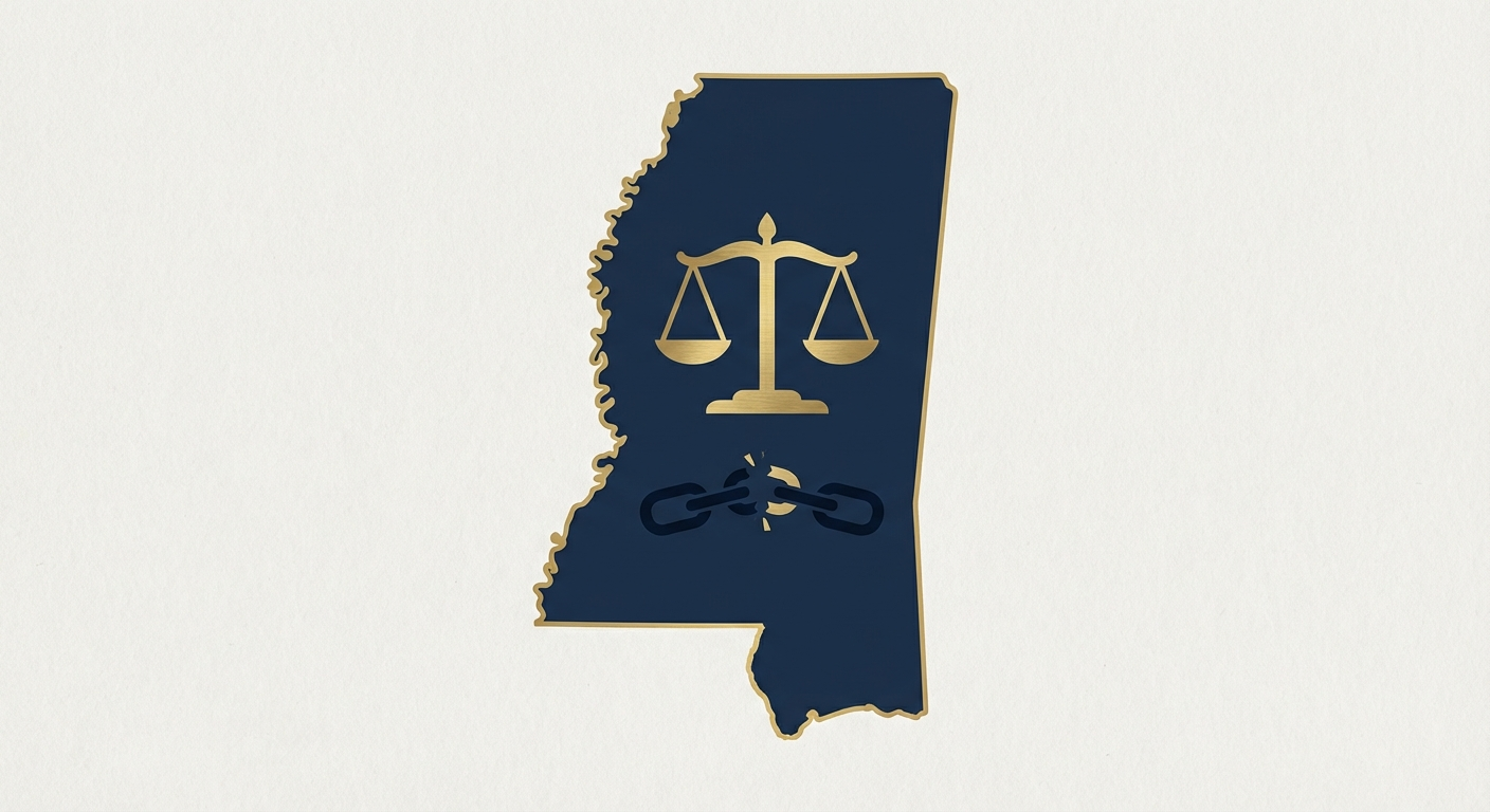 Mississippi state outline with scales of justice representing AWDTSG post removal services