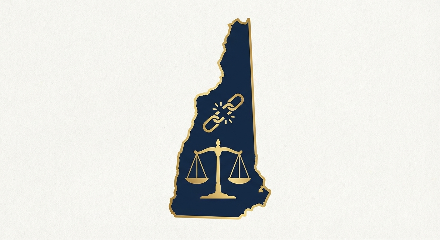 New Hampshire state outline with scales of justice representing AWDTSG post removal services