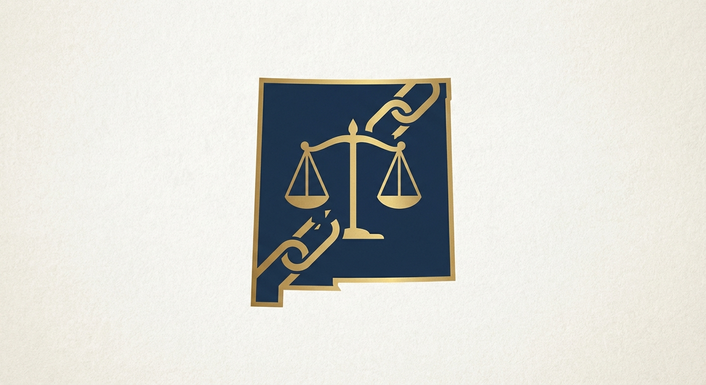 New Mexico state outline with scales of justice representing AWDTSG post removal services