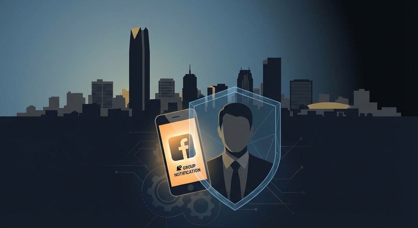 Oklahoma City skyline with privacy shield representing AWDTSG post removal services