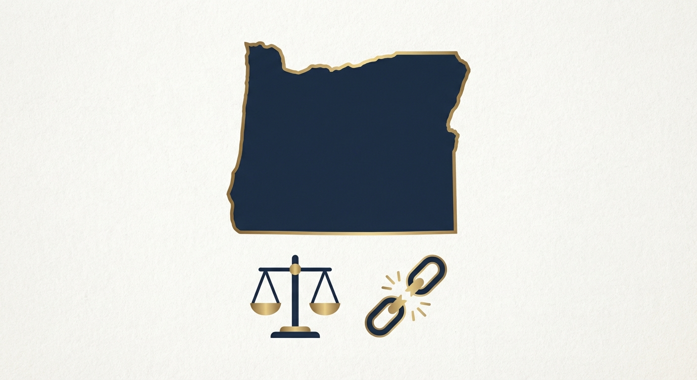 Oregon state outline with scales of justice representing AWDTSG post removal services