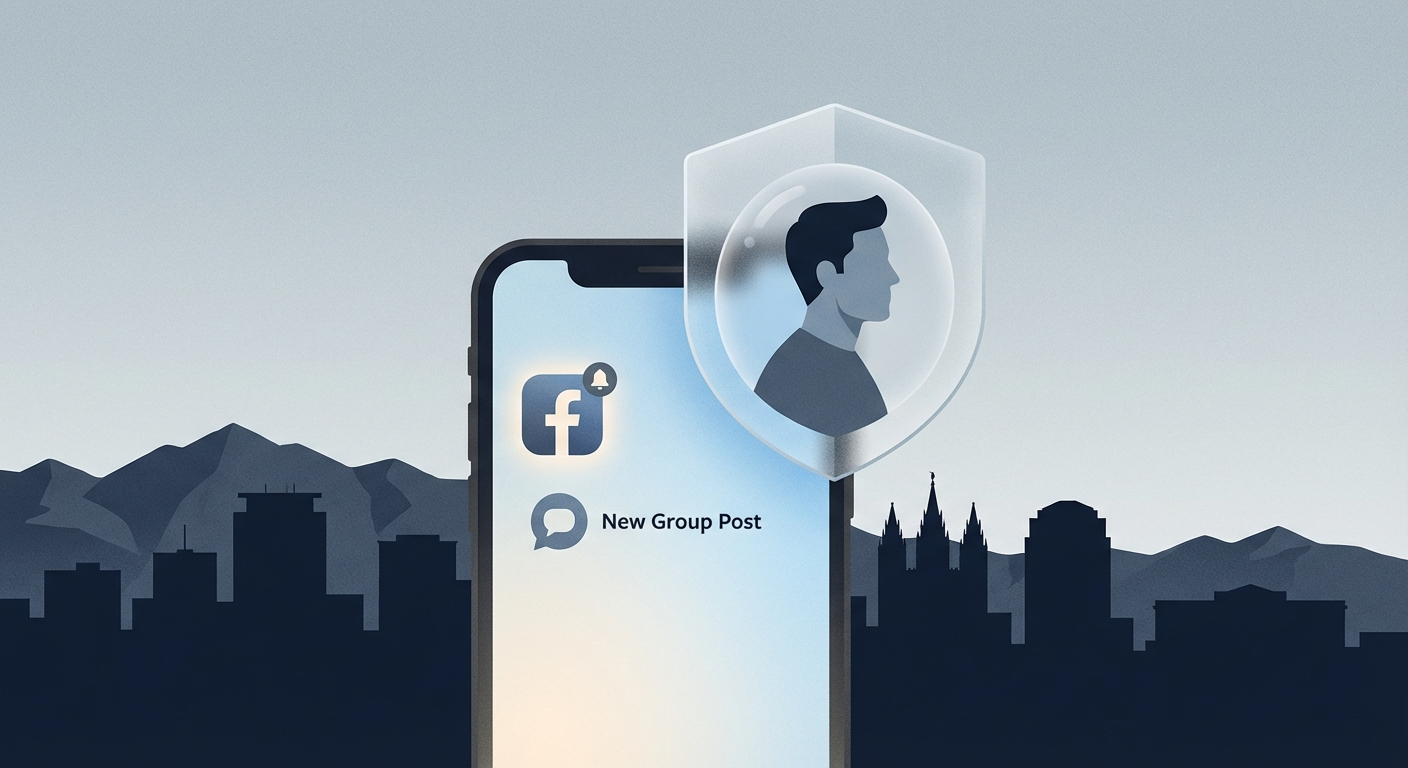 Salt Lake City skyline with mountains and privacy shield representing AWDTSG removal services