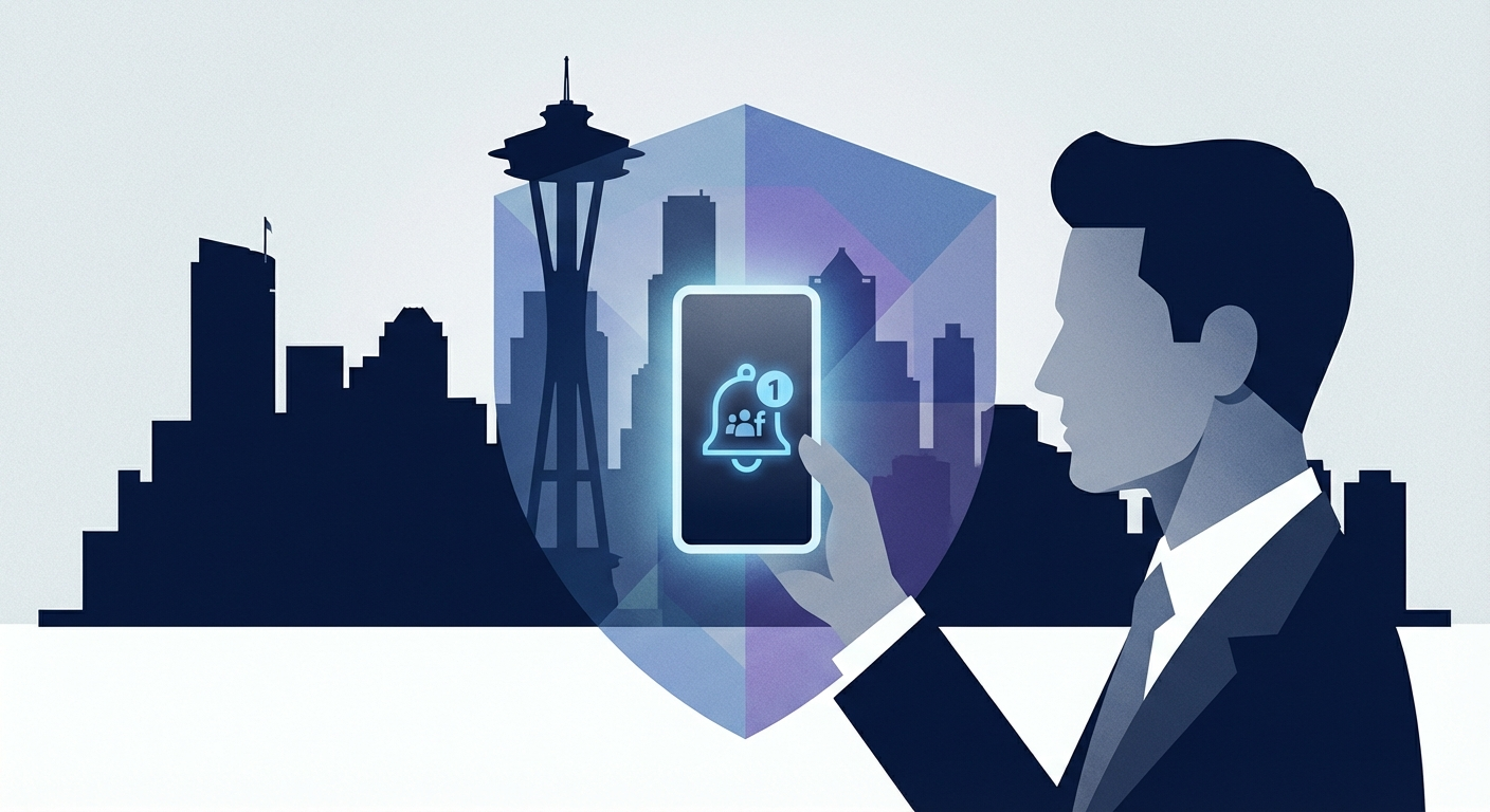 Seattle skyline with privacy shield representing AWDTSG post removal services