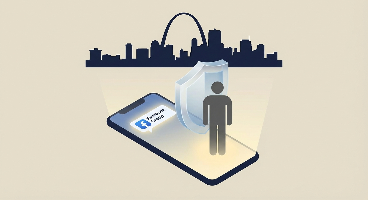 St. Louis skyline with Gateway Arch and privacy shield representing AWDTSG removal services