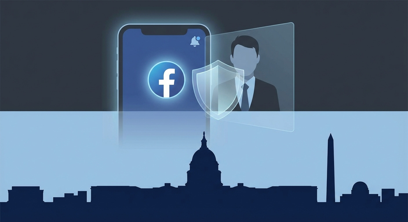 Washington DC skyline with phone screen showing AWDTSG Facebook group removal concept